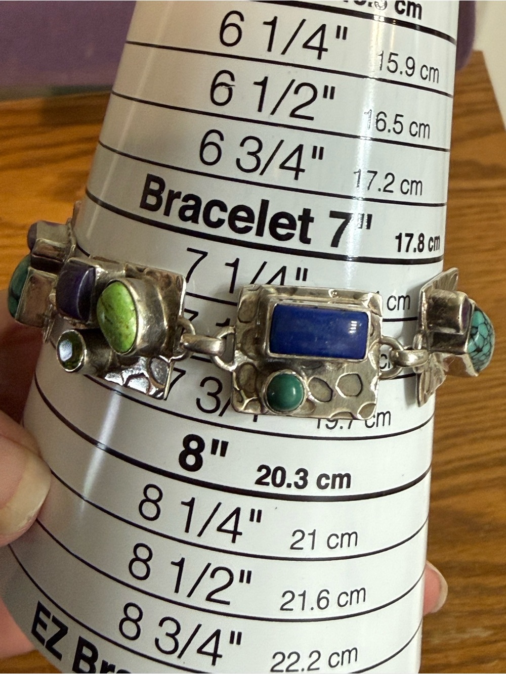 Sterling Silver 825 Multi Gemstone Stone Bracelet Fits 7.5 Peridot Turquoise Etc